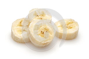 Sliced ripe banana isolated on white