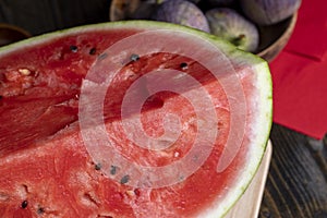 Sliced ripe and juicy watermelon of red color