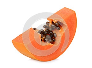 Sliced ripe papaya fruit isolated on white