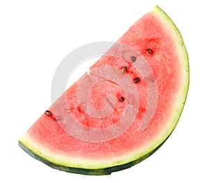 Sliced ripe watermelon isolated on white background. top view