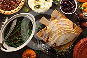 Sliced roasted tukey breast for Thanksgiving or Christmas photo