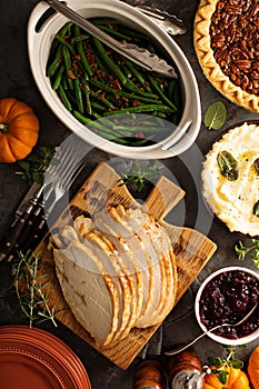 Sliced roasted tukey breast for Thanksgiving or Christmas photo