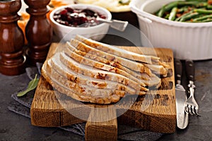 Sliced roasted turkey breast for Thanksgiving or Christmas
