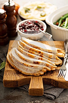 Sliced roasted turkey breast for Thanksgiving or Christmas