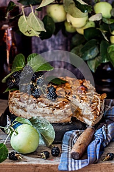 Sliced rustic apple pie