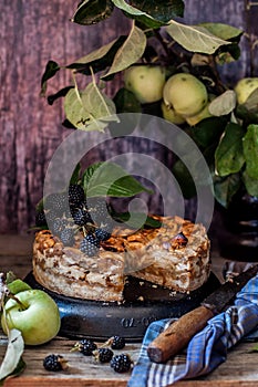 Sliced rustic apple pie