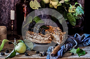 Sliced rustic apple pie