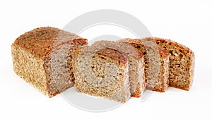 Sliced rye fresh bread isolated on white