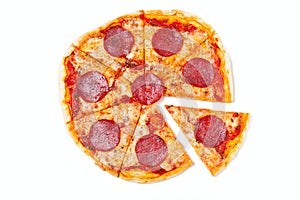 Sliced salami pizza photo