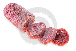 Sliced sausage Italian cotechino isolated