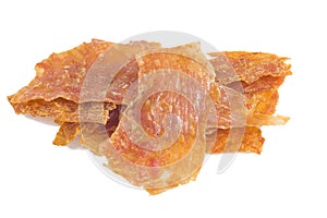 Sliced sheets of dried and crispy pork