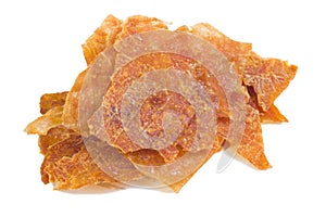 Sliced sheets of dried and crispy pork