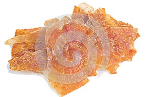 Sliced sheets of dried and crispy pork