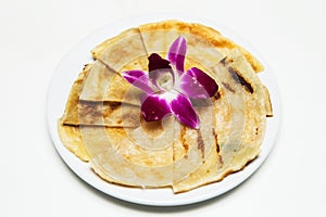 Sliced sheets of dried and crispy pork