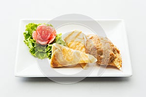 Sliced sheets of dried and crispy pork