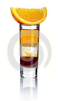 Sliced short alcohol cocktail isolated on white