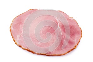 Sliced smoked ham isolated on white background