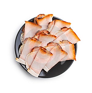 Sliced smoked ham. Tasty pork meat