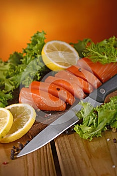 Sliced smoked salmon