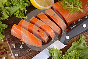 Sliced smoked salmon
