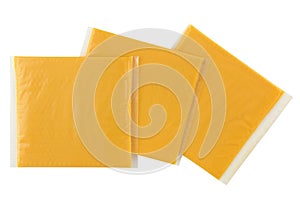 Sliced Smokey BBQ processed cheese, single slice wrapped in pack