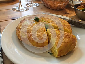 Sliced Spanish omelettes photo