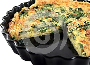 Sliced Spinach And Bacon Quiche