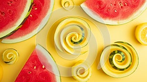 Sliced and Spiraled: A Colorful Watermelon Composition Celebrating Summer