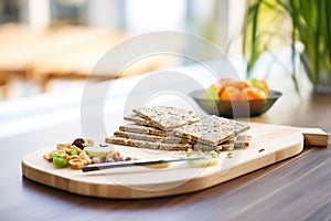sliced sprouted bread on a bamboo board