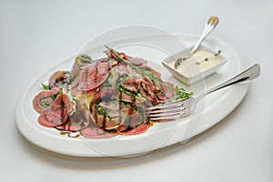 Sliced steak meat