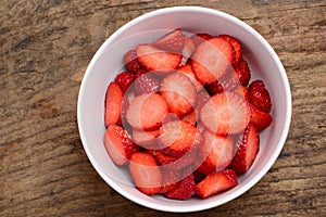 Sliced strawberries cup