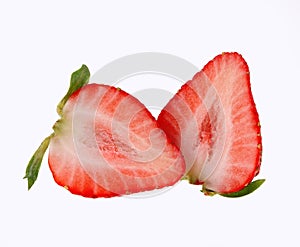 Sliced strawberry isolated on white