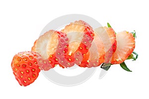 Sliced strawberry isolated on white background, fresh f