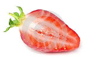 Sliced strawberry isolated on white background. macro