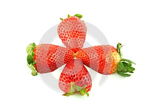 Sliced strawberry isolated on white background