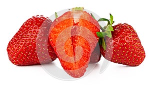 Sliced strawberry isolated on a white background