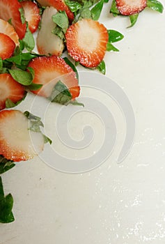 Sliced strawberry tops