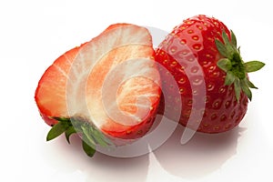 Sliced strawberrys on white