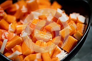 Sliced surimi crab sticks