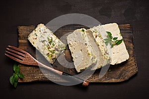 Sliced tahini pistachio halva