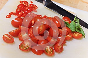 Sliced tomatoes and chili