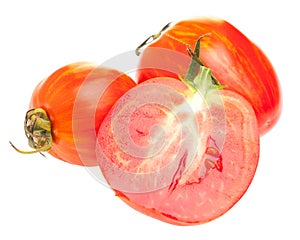 Sliced tomatoes isolated on white background