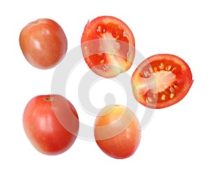 Sliced tomatoes isolated on white background,