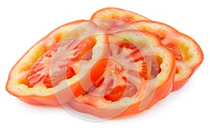 Sliced tomatoes isolated on white