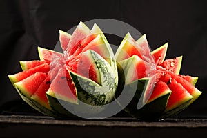 Sliced tropical Organic water melon.