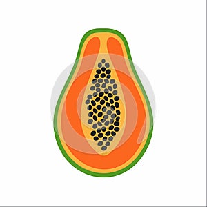Sliced tropical papaya fruit vector icon