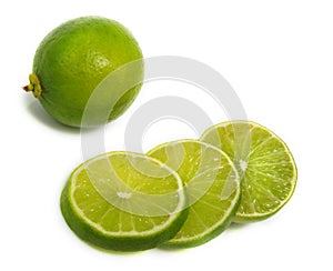 Sliced and unsliced lime