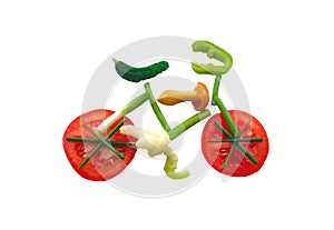 Sliced vegetables in form of a bicycle