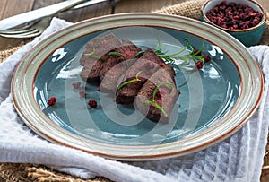 Sliced venison steak