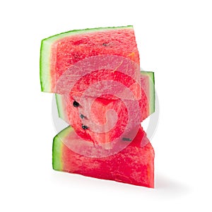 Sliced of watermelon isolated on white background